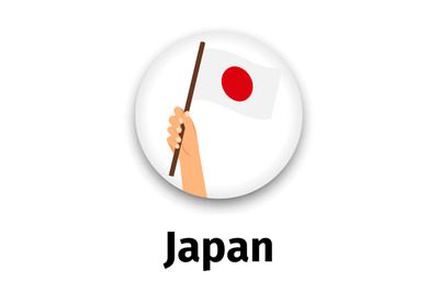 Japan flag in hand, round icon