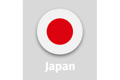 Japan flag, round icon with shadow