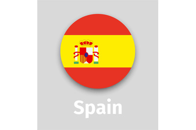 Spain flag, round icon with shadow