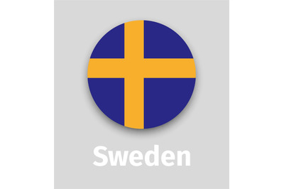 Sweden flag, round icon with shadow