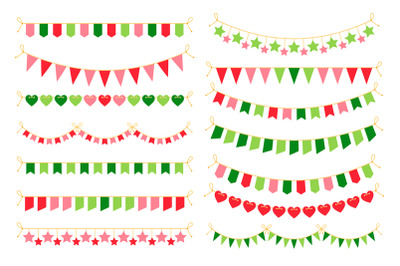 Colorful garlands with flags. Carnival design elements for congratulat