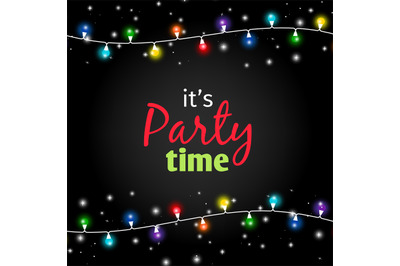 Colorful light garlands party time poster