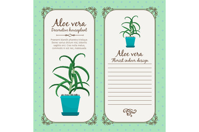 Vintage label with aloe vera plant