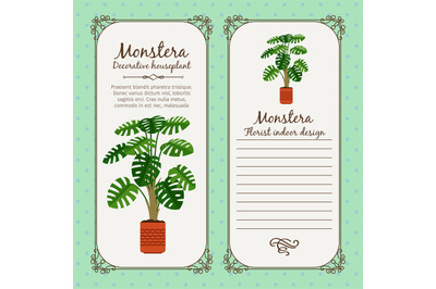 Vintage label with monstera plant