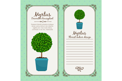 Vintage label with myrtus plant