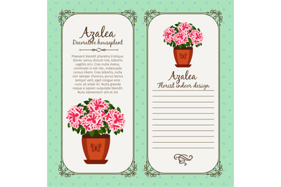 Vintage label with potted flower azalea