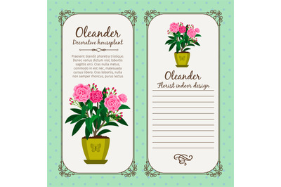 Vintage label with flower oleander