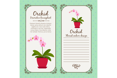 Vintage label with flower orchid