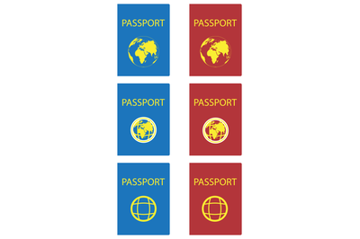 Set of passports red and blue