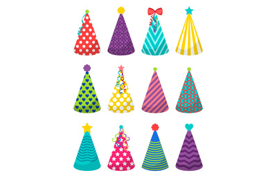 Colorful party hats set