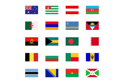 World flat flags icons set