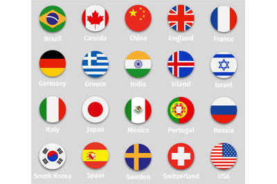 World flags&2C; round icons set