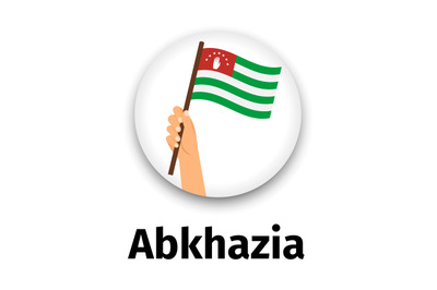 Abkhazia flag in hand, round icon