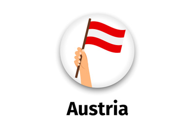 Austria flag in hand, round icon