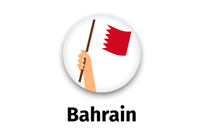 Bahrain flag in hand, round icon