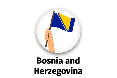 Bosnia and Herzegovina flag in hand