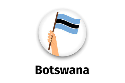 Botswana flag in hand, round icon