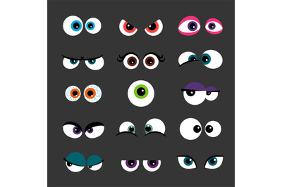 Eyes Set vector illustration. Funny comic monster eyes