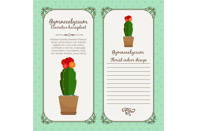 Vintage label with gymnocalycium plant