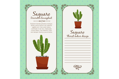 Vintage label with saguaro plant