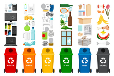 Garbage containers and types of trash