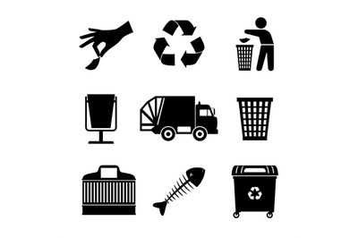 Black garbage icons