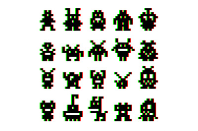 Screen distortion space invaders set