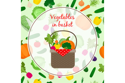 Fresh vegetable organic set in basket