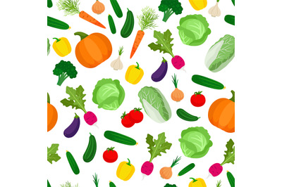 Seamless pattern with colorful vegetables