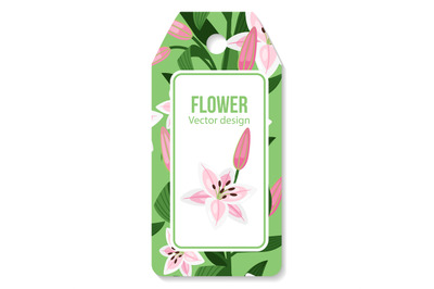 Tag with lilies flower pattern