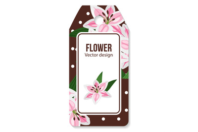 Lilies flower on brown pattern tags