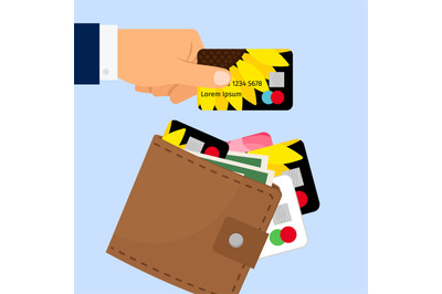 Hand taking credit card from wallet