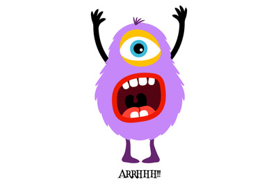 Cute violet monster print for t-shirt