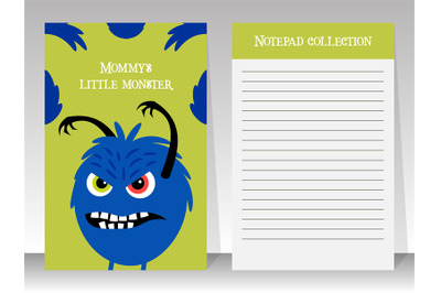 Cute notebook template with angry monster