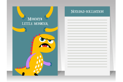 Planner template with yellow cartoon monster