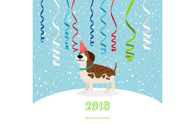 Dog and ribbons 2018 christmas card