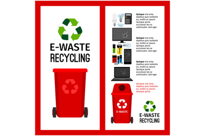 Garbage red container info with e-waste