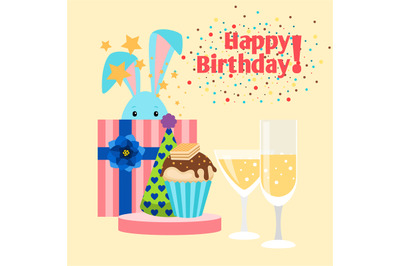 Happy birthday card with rabbit