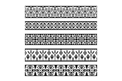 Mexican geometric seamless pattern borders