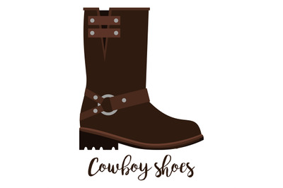 Cowboy shoes icon with text