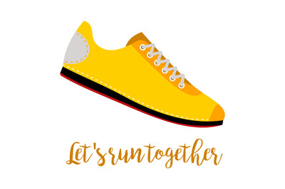 Shoes with text lets run together