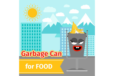 Food trash can with monster face