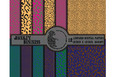 12 leopard digital papers, seamless wallpapers, Scrapbook papers