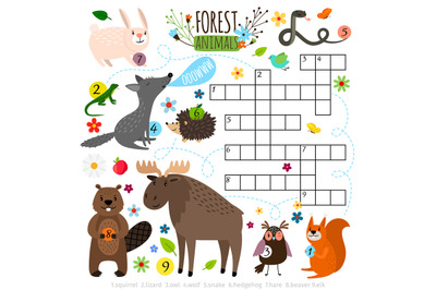 Forest animals crossword puzzle