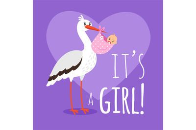 Stork with baby girl