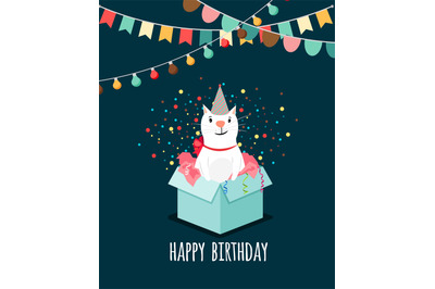 Kitten in present box birthday card