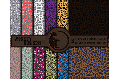 Leopard print, 12 seamless leopard digital papers, JPG files,