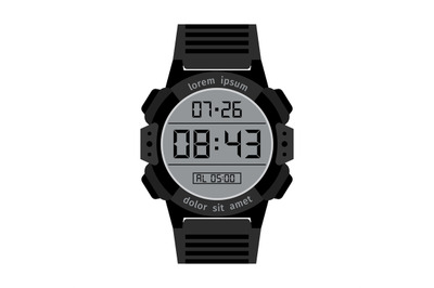 Black digital hands watch for men