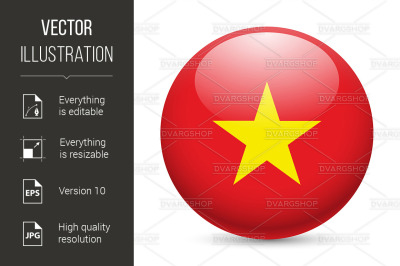 Round glossy icon of Vietnam