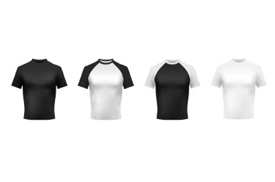 Black and white t-shirt mockup. Black polo&2C; men shirt front view and s